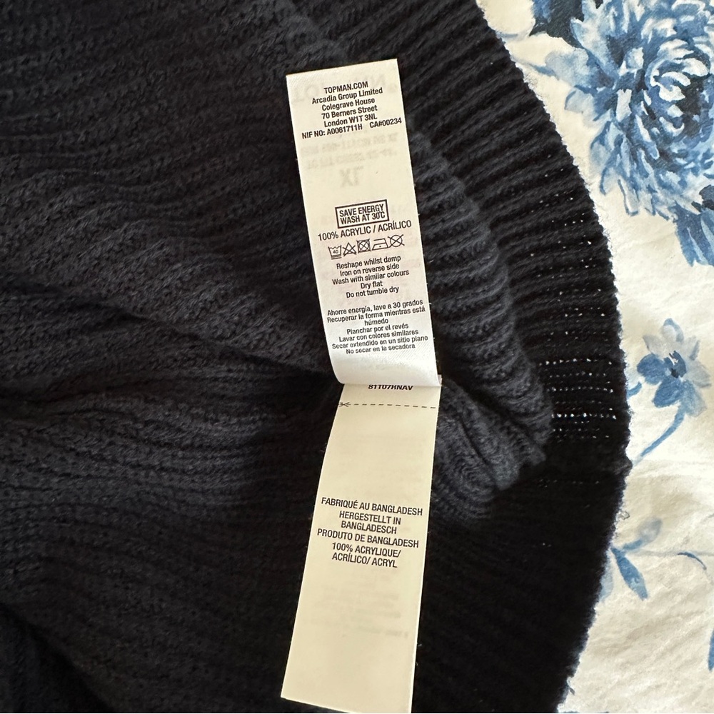 Men's Topman Navy Blue Knit Sweater Size XL - Picture 6 of 6